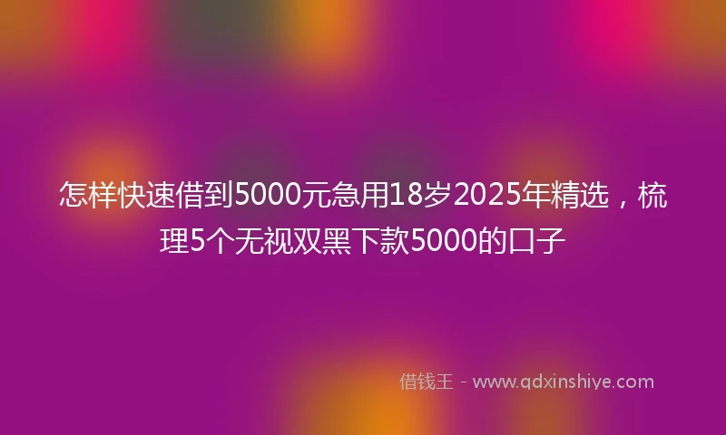怎样快速借到5000元急用18岁2025年精选，梳理5个无视双黑下款5000的口子