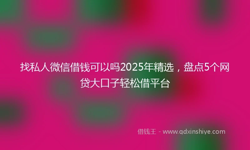 找私人微信借钱可以吗2025年精选，盘点5个网贷大口子轻松借平台