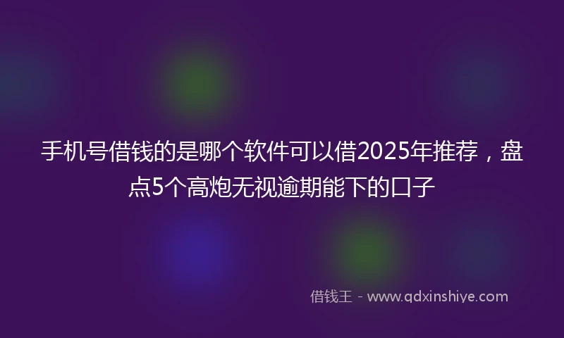 手机号借钱的是哪个软件可以借2025年推荐，盘点5个高炮无视逾期能下的口子