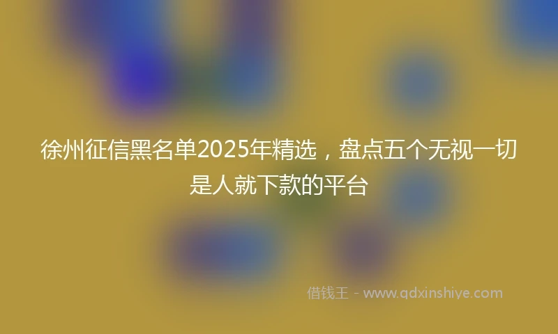 徐州征信黑名单2025年精选，盘点五个无视一切是人就下款的平台