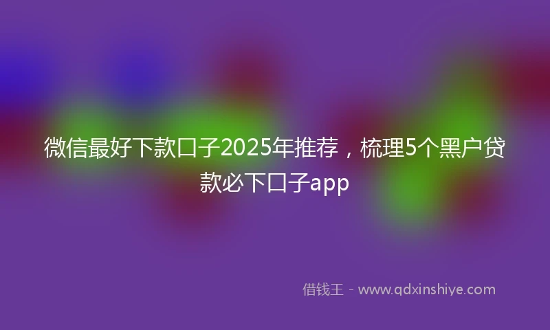 微信最好下款口子2025年推荐，梳理5个黑户贷款必下口子app
