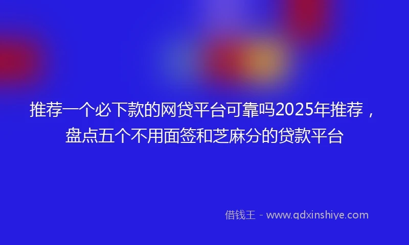 推荐一个必下款的网贷平台可靠吗2025年推荐，盘点五个不用面签和芝麻分的贷款平台