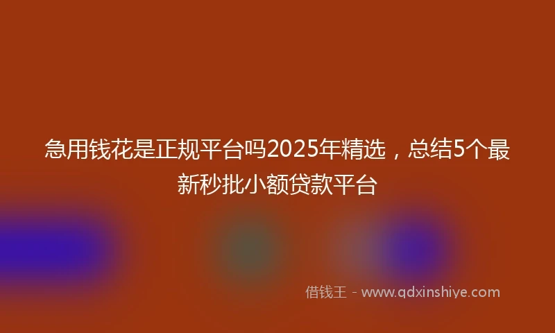 急用钱花是正规平台吗2025年精选，总结5个最新秒批小额贷款平台
