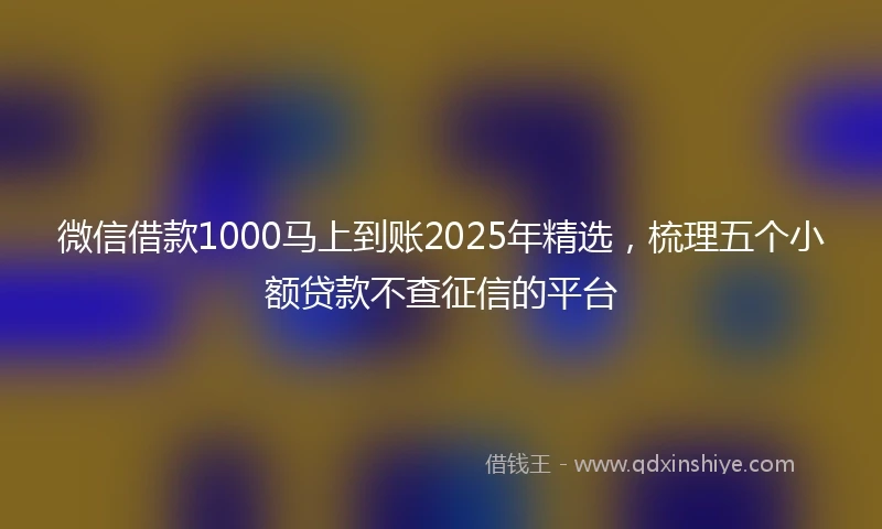 微信借款1000马上到账2025年精选，梳理五个小额贷款不查征信的平台