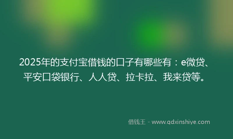 2025年的支付宝借钱的口子有哪些有：e微贷、平安口袋银行、人人贷、拉卡拉、我来贷等。