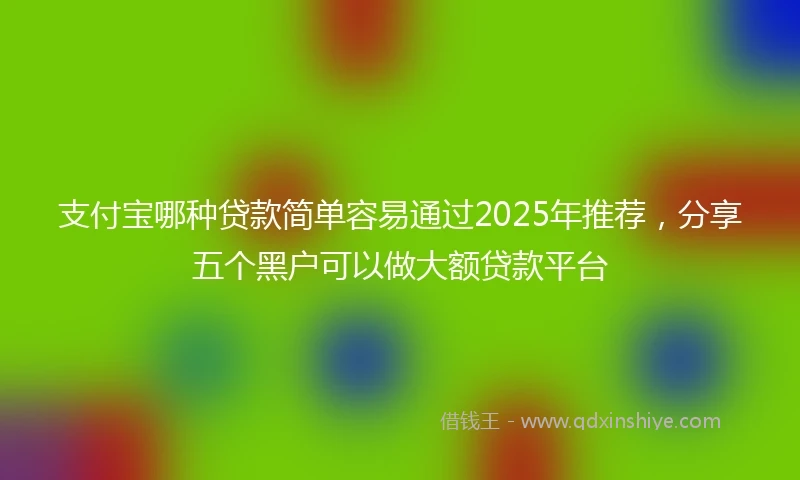 支付宝哪种贷款简单容易通过2025年推荐，分享五个黑户可以做大额贷款平台