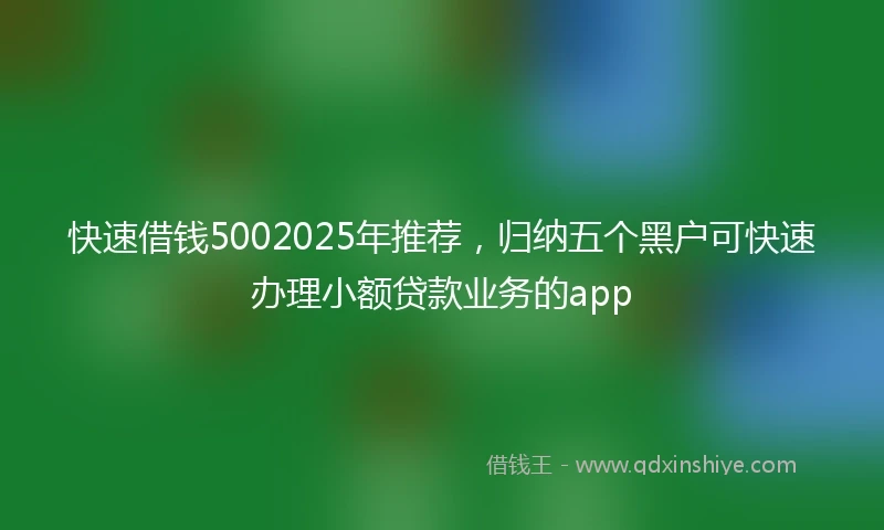 快速借钱5002025年推荐，归纳五个黑户可快速办理小额贷款业务的app