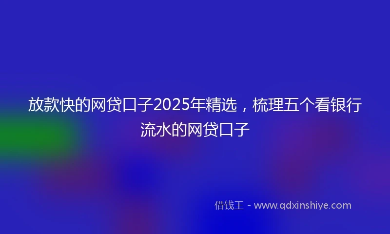 放款快的网贷口子2025年精选，梳理五个看银行流水的网贷口子
