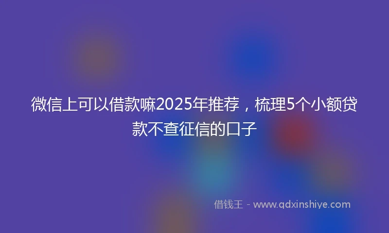 微信上可以借款嘛2025年推荐，梳理5个小额贷款不查征信的口子
