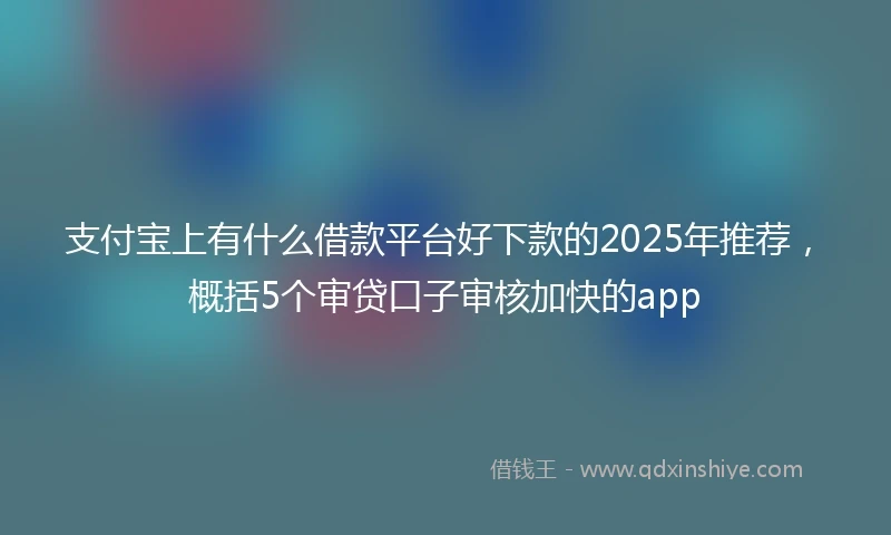 支付宝上有什么借款平台好下款的2025年推荐，概括5个审贷口子审核加快的app