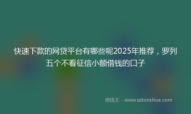 快速下款的网贷平台有哪些呢2025年推荐，罗列五个不看征信小额借钱的口子