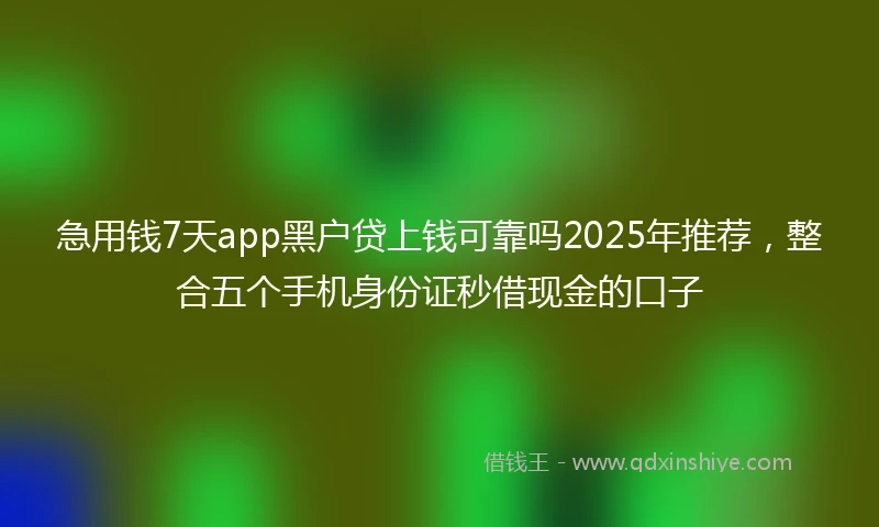 急用钱7天app黑户贷上钱可靠吗2025年推荐，整合五个手机身份证秒借现金的口子
