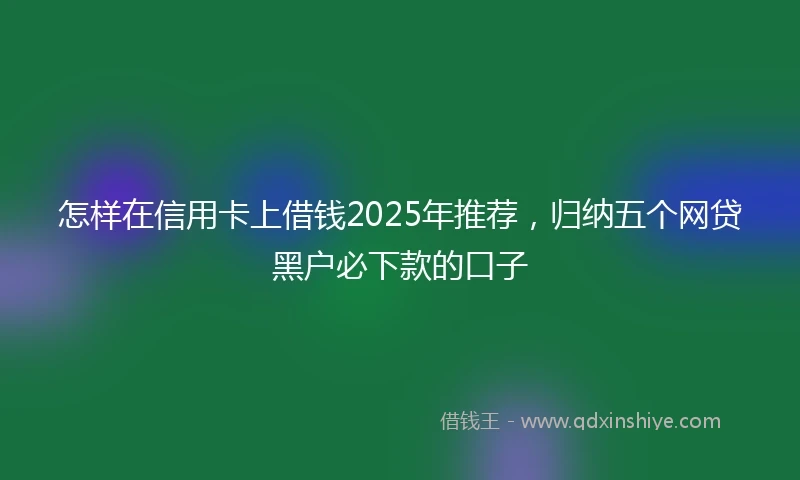 怎样在信用卡上借钱2025年推荐，归纳五个网贷黑户必下款的口子