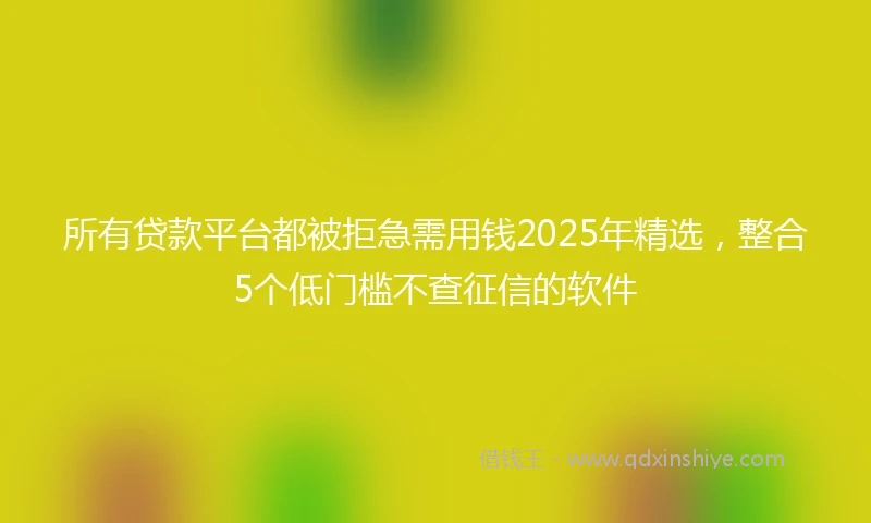 所有贷款平台都被拒急需用钱2025年精选，整合5个低门槛不查征信的软件