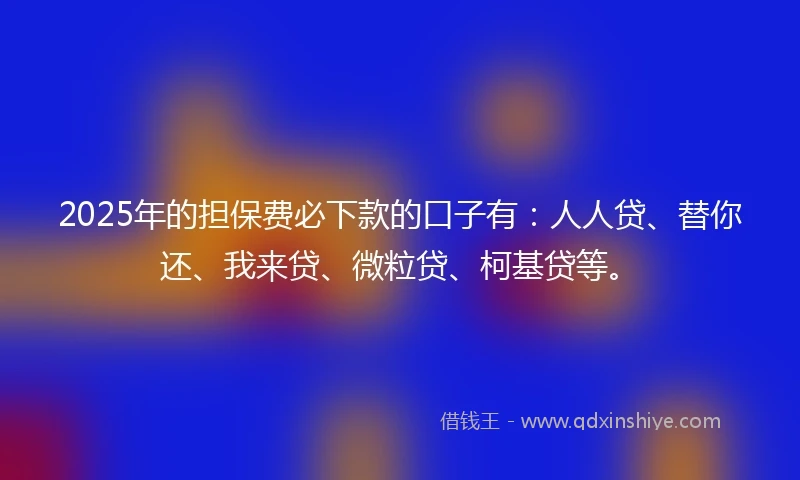 2025年的担保费必下款的口子有：人人贷、替你还、我来贷、微粒贷、柯基贷等。