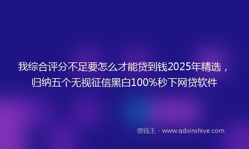 我综合评分不足要怎么才能贷到钱2025年精选，归纳五个无视征信黑白100%秒下网贷软件