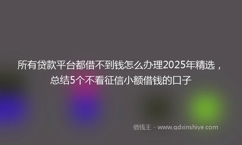 所有贷款平台都借不到钱怎么办理2025年精选，总结5个不看征信小额借钱的口子