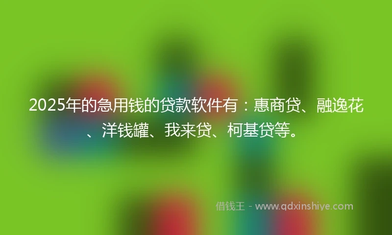 2025年的急用钱的贷款软件有:惠商贷、融逸花、洋钱罐、我来贷、柯基贷等。