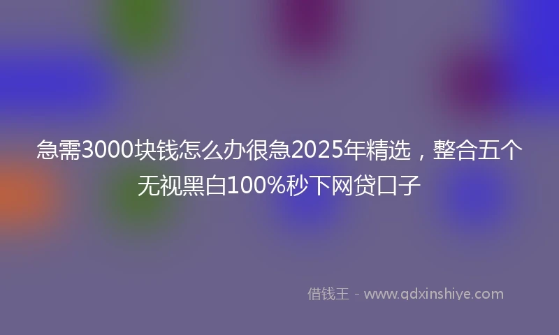 急需3000块钱怎么办很急2025年精选，整合五个无视黑白100%秒下网贷口子