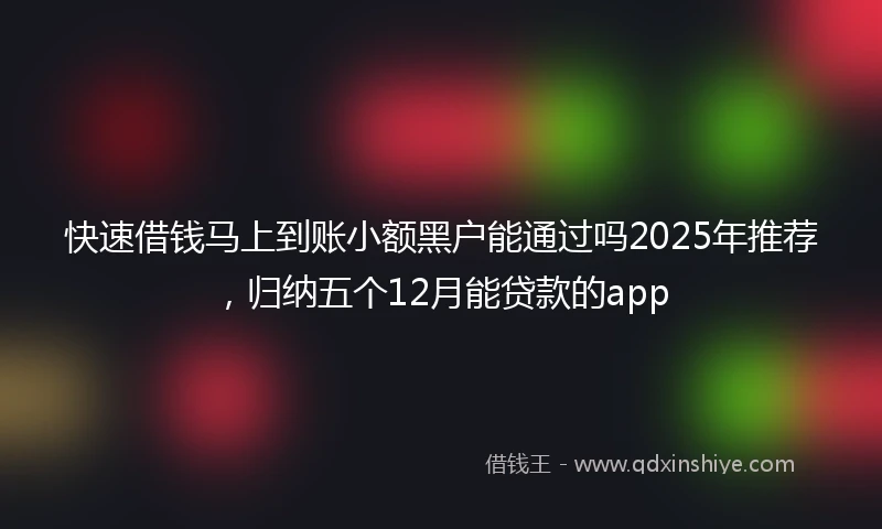 快速借钱马上到账小额黑户能通过吗2025年推荐，归纳五个12月能贷款的app