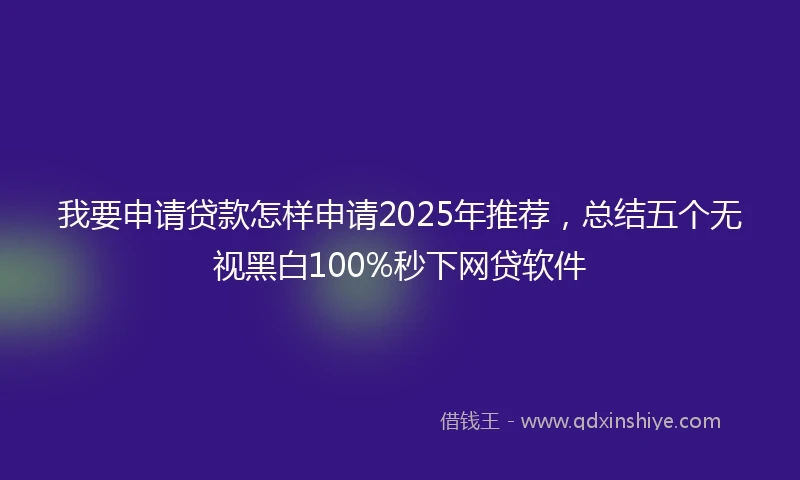 我要申请贷款怎样申请2025年推荐，总结五个无视黑白100%秒下网贷软件