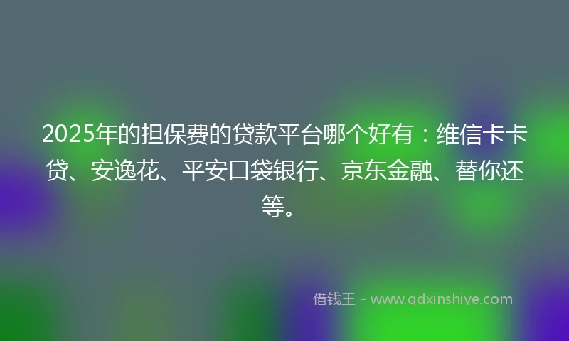 2025年的担保费的贷款平台哪个好有：维信卡卡贷、安逸花、平安口袋银行、京东金融、替你还等。