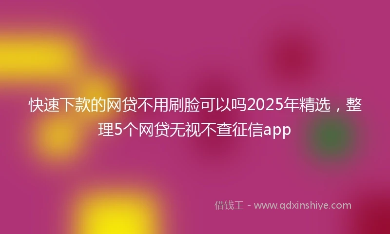 快速下款的网贷不用刷脸可以吗2025年精选，整理5个网贷无视不查征信app