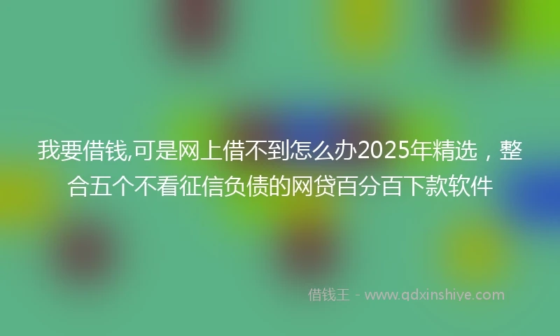 我要借钱,可是网上借不到怎么办2025年精选，整合五个不看征信负债的网贷百分百下款软件