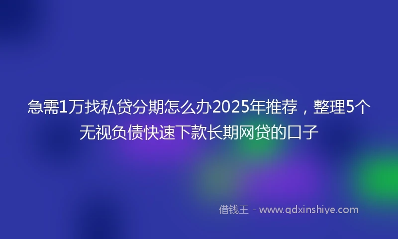 急需1万找私贷分期怎么办2025年推荐，整理5个无视负债快速下款长期网贷的口子