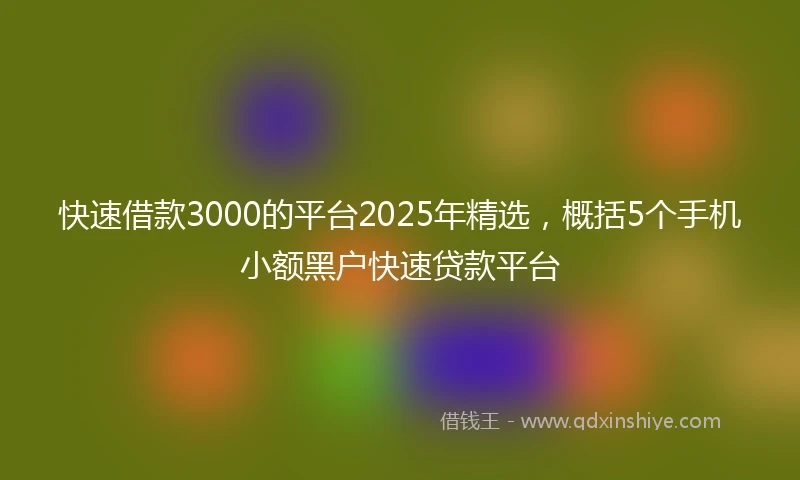快速借款3000的平台2025年精选，概括5个手机小额黑户快速贷款平台