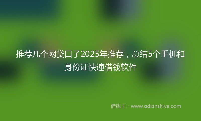 推荐几个网贷口子2025年推荐，总结5个手机和身份证快速借钱软件