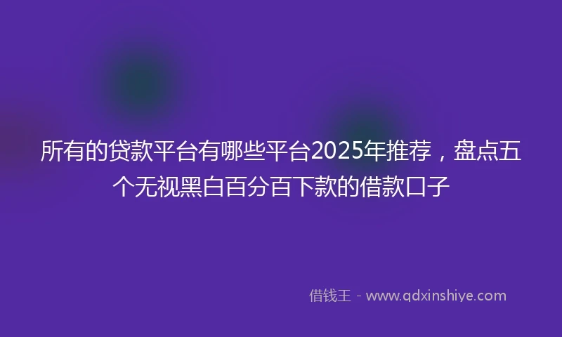 所有的贷款平台有哪些平台2025年推荐，盘点五个无视黑白百分百下款的借款口子