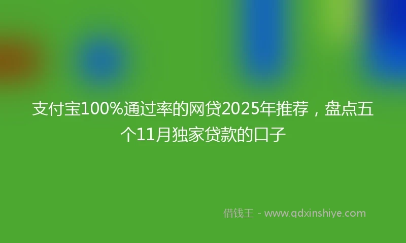 支付宝100%通过率的网贷2025年推荐，盘点五个11月独家贷款的口子