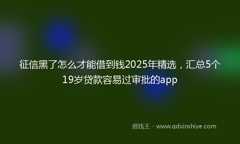征信黑了怎么才能借到钱2025年精选，汇总5个19岁贷款容易过审批的app