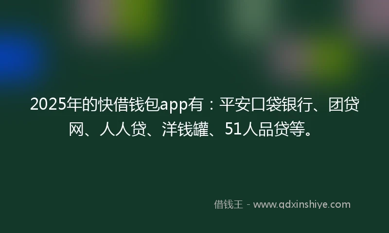 2025年的快借钱包app有：平安口袋银行、团贷网、人人贷、洋钱罐、51人品贷等。