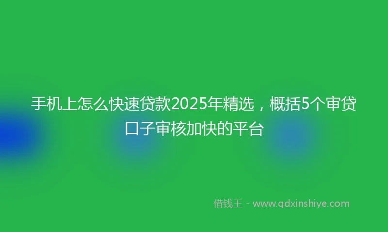 手机上怎么快速贷款2025年精选，概括5个审贷口子审核加快的平台