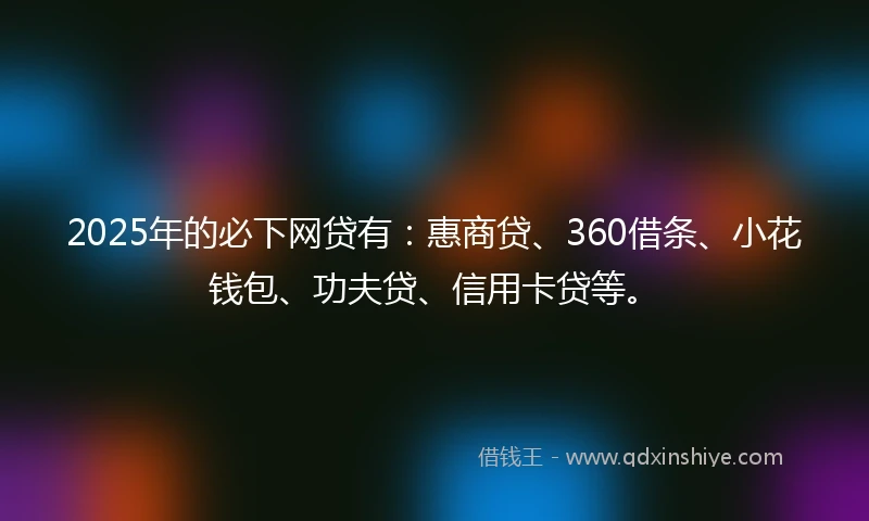 2025年的必下网贷有：惠商贷、360借条、小花钱包、功夫贷、信用卡贷等。