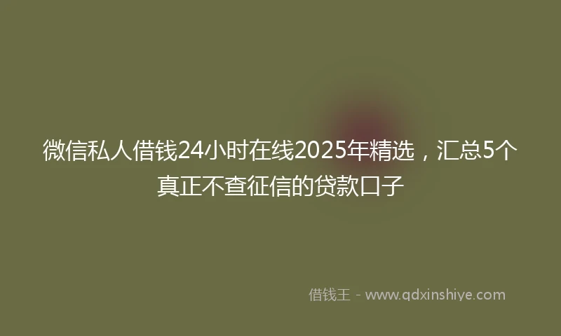 微信私人借钱24小时在线2025年精选，汇总5个真正不查征信的贷款口子