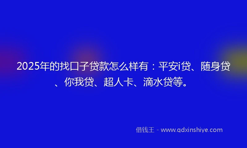 2025年的找口子贷款怎么样有：平安i贷、随身贷、你我贷、超人卡、滴水贷等。
