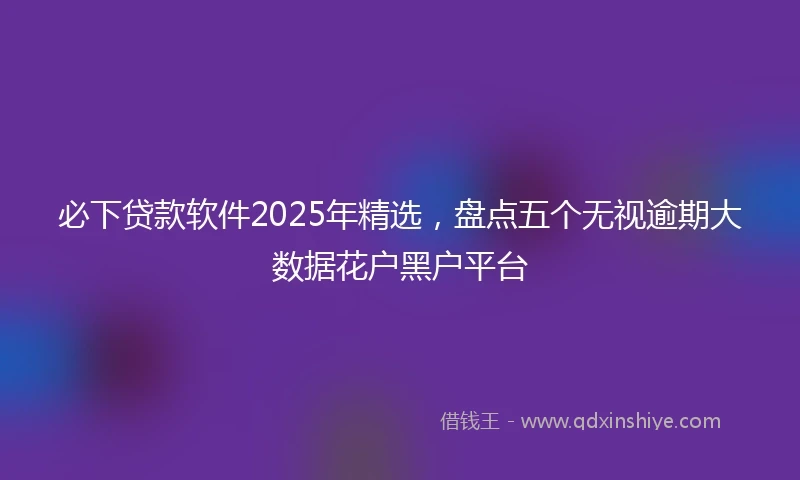必下贷款软件2025年精选，盘点五个无视逾期大数据花户黑户平台