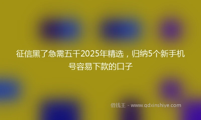 征信黑了急需五千2025年精选，归纳5个新手机号容易下款的口子