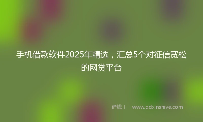 手机借款软件2025年精选，汇总5个对征信宽松的网贷平台