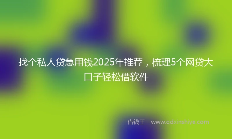 找个私人贷急用钱2025年推荐，梳理5个网贷大口子轻松借软件