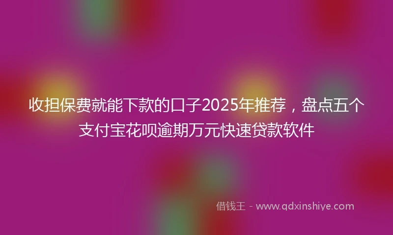 收担保费就能下款的口子2025年推荐，盘点五个支付宝花呗逾期万元快速贷款软件
