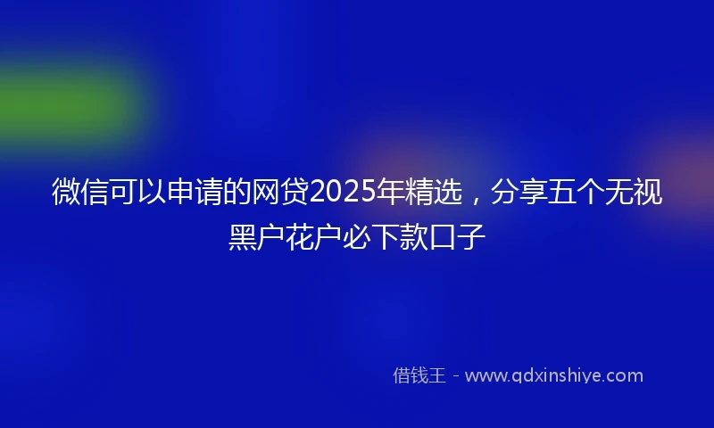 微信可以申请的网贷2025年精选,分享五个无视黑户花户必下款口子