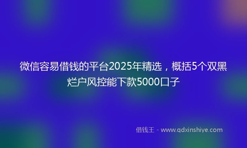 微信容易借钱的平台2025年精选，概括5个双黑烂户风控能下款5000口子