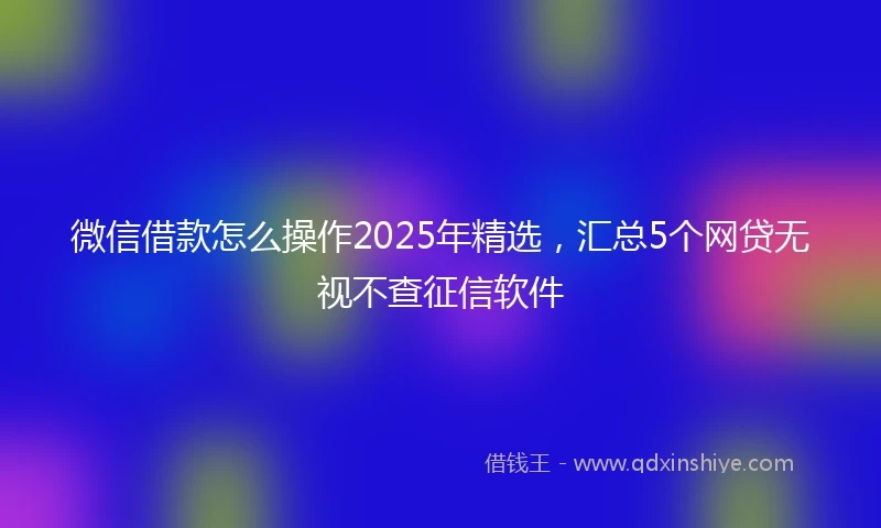 微信借款怎么操作2025年精选，汇总5个网贷无视不查征信软件