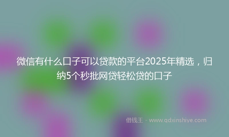 微信有什么口子可以贷款的平台2025年精选,归纳5个秒批网贷轻松贷的口子