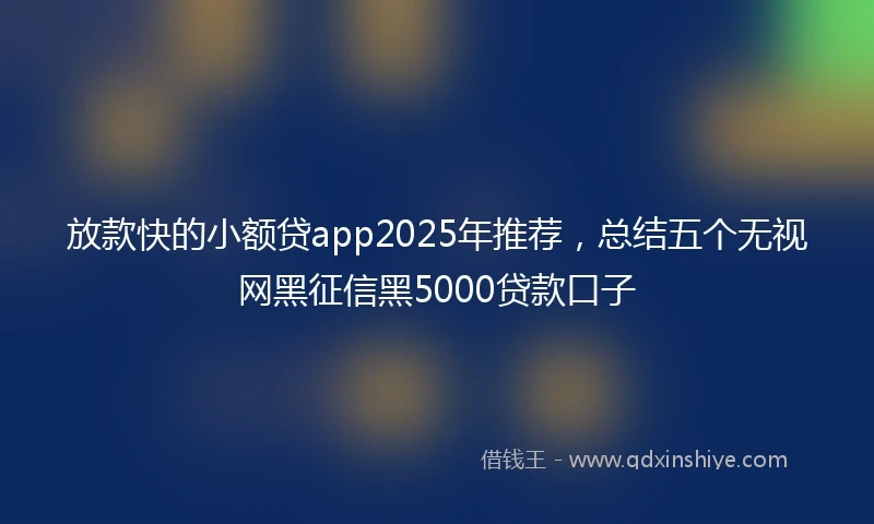 放款快的小额贷app2025年推荐，总结五个无视网黑征信黑5000贷款口子