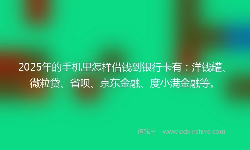 2025年的手机里怎样借钱到银行卡有：洋钱罐、微粒贷、省呗、京东金融、度小满金融等。